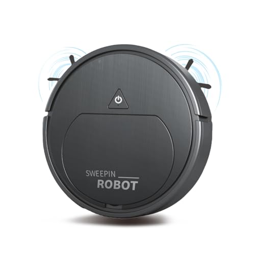 Robot Aspirador - Succión Ultra Fuerte,Inicio un Toque, diseño Delgado/Compacto,Recargable con batería Estable,Ideal para Pisos Duros,especializado en Pelo Mascotas,Rodillo sin enredos. (negro)