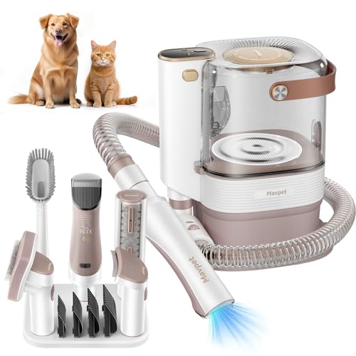 Mavpet 3.2L Dog Grooming Kit & Vacuum Suction, 3 Level Pet Hair Vacuum Groomer with Clippers for...