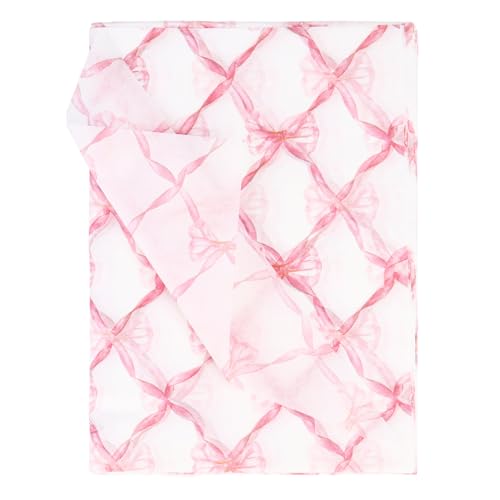 10 Sheets 50× 70 cm Pink Bow Tissue Paper Gift Wrapping Paper with Bow Print for Baby Showers Birthdays Weddings & Crafts