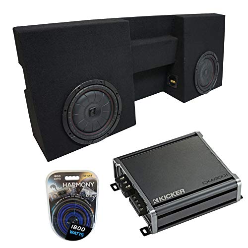 Compatible with 2005-2015 Toyota Tacoma Double Cab Truck Kicker Bundle CompVT CVT10 Dual 10" Sub Box Enclosure & CXA800.1 Amp