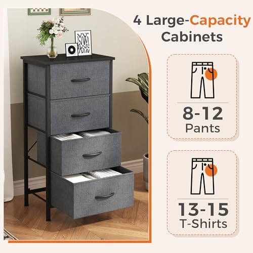Sweetcrispy Dresser for Bedroom, 4 Drawer Storage Cabinet, Tall Nightstand - 3