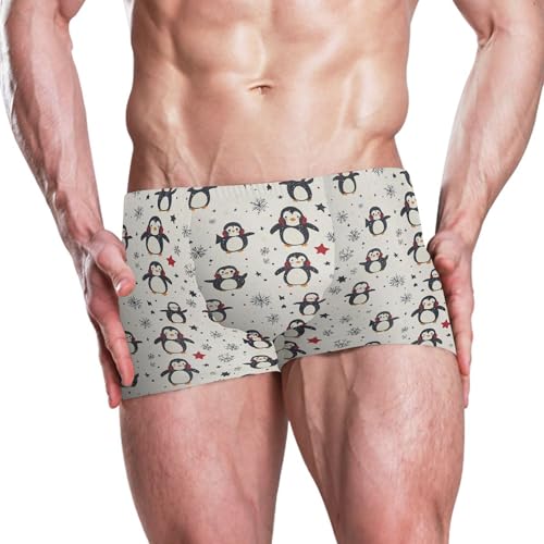 Cute Penguins Christmas Mens Swim Trunk Swimwear Bathing Suit Swim Brief Square Leg Board Short S B04049572