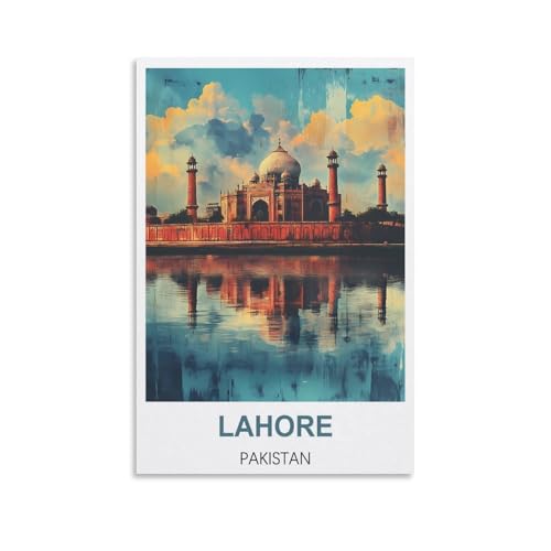 FJIWECWSQ Lahore Pakistan Affiche de voyage vintage 40 x 60 cm Impression sur toile