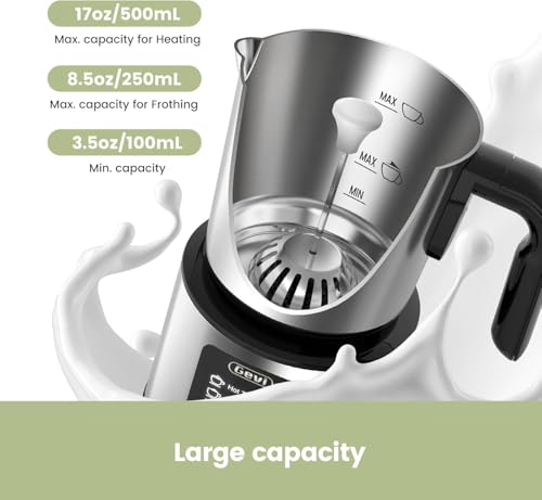 Image of Gevi Milk Frother,5 in 1 Stainless Steel Professional Milk Steamer，Easy to Clean Hot Chocolate Maker,for Hot and Cold Milk Frother for Latte,Macchiato,Cappuccino and Hot Chocolate