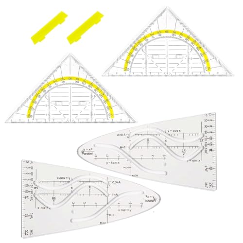 4 Stück Parabelschablone Mathe Geo-Dreiecke Set Flexibles...
