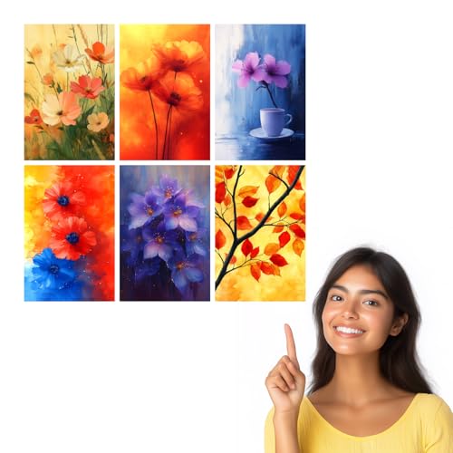 Image of SiddArtify Floral Watercolor Wall Art Prints Set - Botanical Flower Poster Decor for Living Room Bedroom - 12x18 inch Board Pack of 6