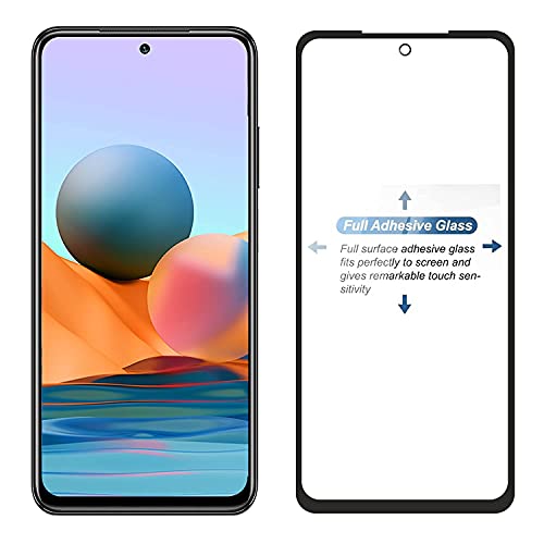 Image of Tempered Glass Screen Protector Compatible for Redmi 10 with Edge to Edge Coverage and Easy Installation Kit, Pack of 1, Black