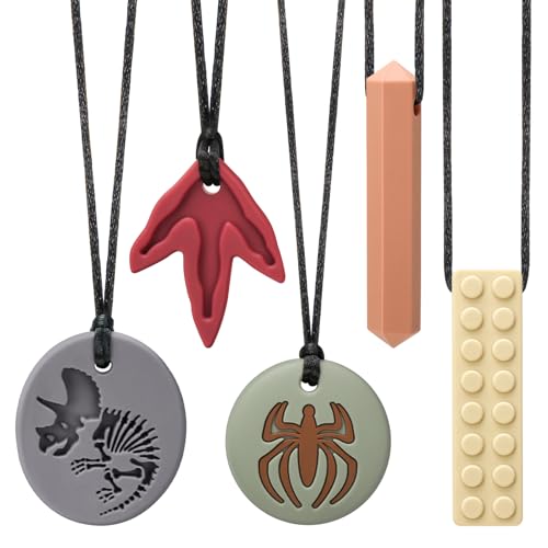 CLDY Kaukette für Kinder 5er-Pack sensorische Kauketten Autismus-Spielzeug für Jungen und Mädchen Beißring aus Silikon BPA-frei perfekt für Kinder mit ADHS Beißende Fingernägel Kauen