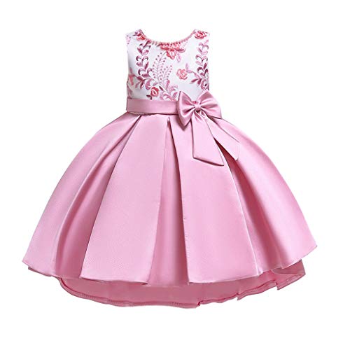 Girls Dress&Skirt,Floral Baby Girls Princess Bridesmaid Pageant Gown Birthday Party Wedding Dress,for Easter Day Child Clothes Gifts(Hot Pink,4-5 Year)