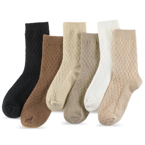 5 Pairs Cute Women Crew Wool Socks Neutral Plush Thick Boot Socks for Women Cute Warm Thick Sock for Winter Causal Athletic Cozy Gift
