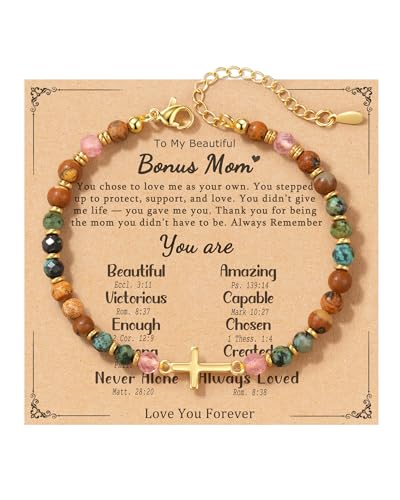 HGDEER Gifts for Stepmom Step Bonus Mom Gifts, Christmas Mothers Day Birthday Gifts Cross...