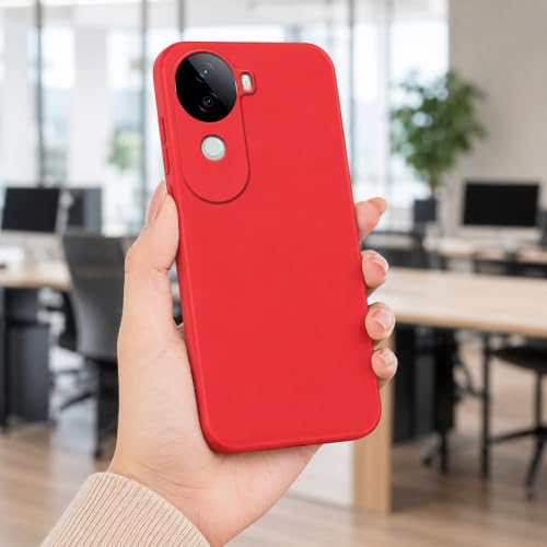 Image of Back Cover for Vivo V40e 5G / iQOO Z9s 5G | Full Camera Protection | Premium Liquid Silicon Case | Flexible Bumper Case for Vivo V40e 5G / iQOO Z9s 5G (Red)