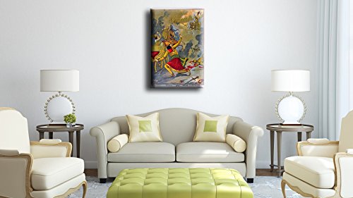 Image of Tallenge - Karna Vadh - Raja Ravi Varma Mythology Collection - Medium Gallery Wrap - Framed (16 x 24 inches)