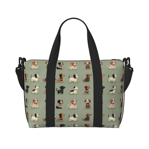 Travel Duffle Bags For Women Men - Cartoon Puppy Dog Print Personal Item Weekender Overnight Gym Carry On Airport Tote Bag With Strap For Yoga, Travel, Business Trips