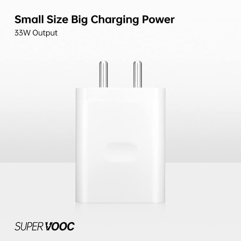 Image of Original 33W SUPERVOOC Type C Power Adapter Compatible with Oppo Reno 7 /F21 Pro /F21 Pro Plus /F21 /F19 Pro Plus /F19 /A52 /A53 /A55 Cellular Phones Support 33 watt Fast Charging Adaptor, White (CXZ2)