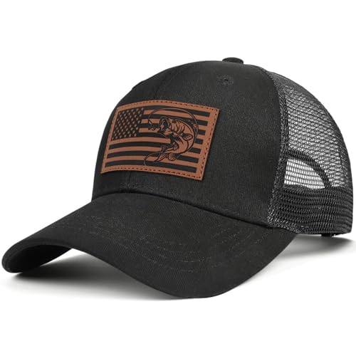 Image of Fishing Gifts for Men American Flag Trucker Hat Mens Fathers Day Christmas Birthday Gifts Fishing Hat for Dad
