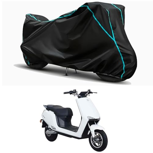 Image of Waterproof Bike Body Cover Compatible for | BGa D15 i | Taffeta Fabric, Sky Piping Design, Bottom Elastic Fit | Dustproof, Sun UV & Rain Protection for All Weather.
