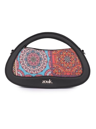 Image of ZOUK Nadia Sling Bag for Women - Stylish Crossbody with Cutout Top Handle | Handcrafted Shoulder Bag with Multiple Pockets & Water-Resistant Lining | Formal & Casual Use |