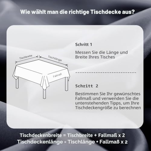 DWCN Grau Tischdecke 140x240cm Fleckschutz Abwaschbar Tischwäsche Küche – Ansicht 3