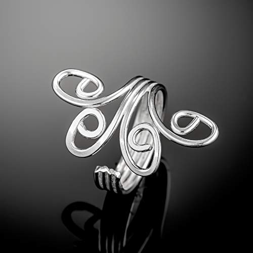 Boho Toe Ring, Spiral Shaped Silver Toe Band Ring For Women, Open Adjustable Foot Or Midi Knuckle Ring, Gypsy Dainty Unique Beach Jewelry, Handmade Summer Wedding Accessories #TOP1
