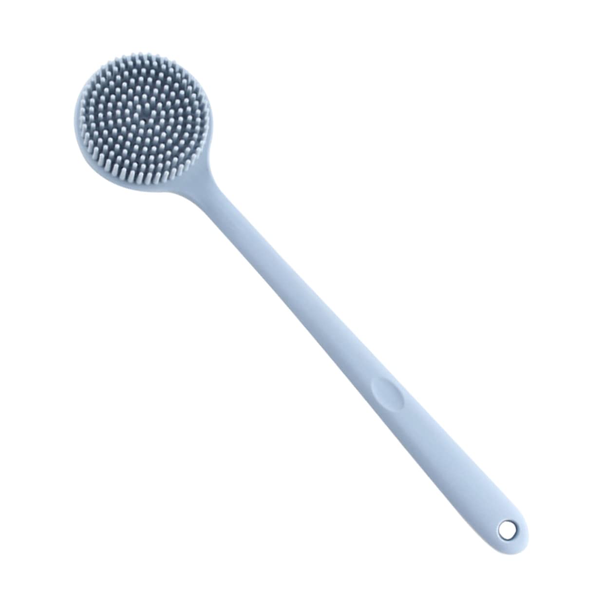 FRCOLOR 1Pc Long Handle Silicone Back Brush for Shower Ergonomic Body Scrubber with Random Color Hook for Bath Cleaning and Skin Massage Blue