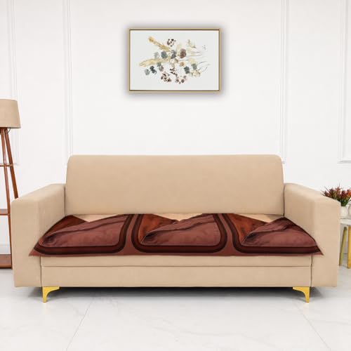 Image of Homerz Premium 'Luxe Series' Holland Velvet Sofa Cover | Smooth Finish | Anti-Skid Fleece Backing | Soft Touch Couch Protector for Living Room (Urban Dune, 7 (3+2+2) Seater, Only Seat Cover)