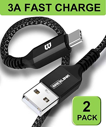BrexLink Type C Charging Cable(6.6+6.6ft) USB C to USB A Charger Nylon Braided 3A Fast Charging Cord for Samsung Galaxy S20 S10 S9 S8 Note 10 9, Pixel, LG V40 V30 G8 G6, Nintendo Switch