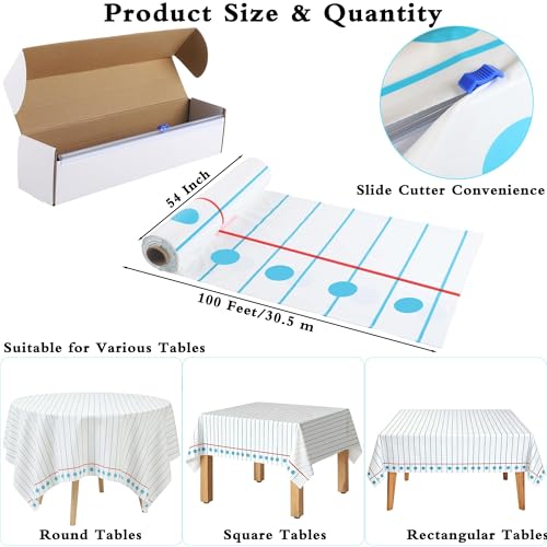 Image of Kochorie 100 Ft x 54 Inch Back to School Notebook Tablecloth Roll Plastic Disposable Table Cover with Slide Cutter Welcome Back to School Waterproof Tablecloth for First Day of Classroom Graduation