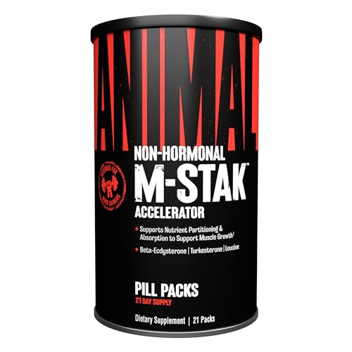 Animal M-Stak – Muscle Builder and Anabolic Mass Gainer Supplement for Bodybuilding – Lean Muscle Growth with Non-Hormonal Turkestrone, Amino Complex and Pre Workout Energy, 21 Packs