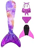 ※ 【DES DISEÑO ÚNICO】: Con este elegante conjunto de trajes de baño, puede hacer realidad los sueños de las niñas de las sirenas actuales. El monofin es ceñido, ideal para nadar. La cola de sirena está impresa con un patrón que evoca la ilusión de escamas de peces reales.