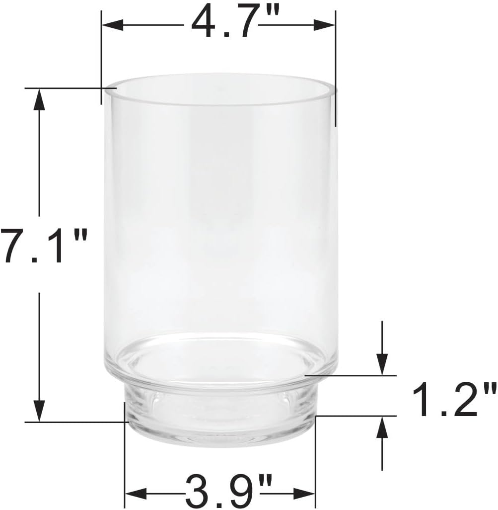 5" Wide Clear Glass Hurricane Candle Holder with Pedestal, Footed Decorative Vase for Pillar Candles, Cylinder Candleholder, Clear Glass Vase, for Mantels, Tabletops, Centerpieces, Entryways, Shelves