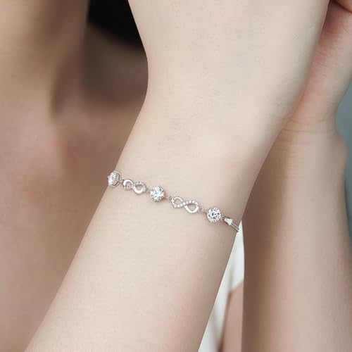 Moissanite Bracelet, 1.5CT Infinity Love Lab Created Diamond Bracelet, 18K Gold Plated Sterling Silver Bracelets for Women, Jewellery Gift for Women Mom Her, GRA Certified4