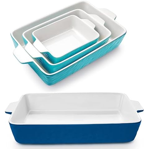 Krokori Baking Dishes, Casserole Dishes for Oven Lasagna Pan Deep Baking Pan - 1PCS of 9x13 and 3 PCS Baking Dishes Cover