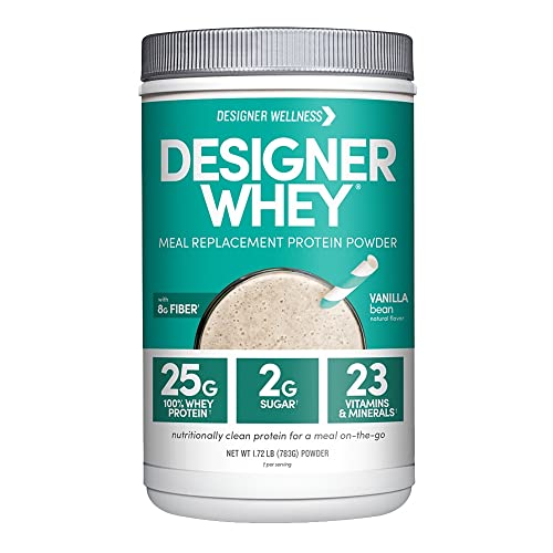 Designer Wellness Designer Whey Protein Meal Replacement Powder Organic Superfood Complex Carbs Vitamins Minerals Gluten-Free Vanilla Bean 1.72 Pound