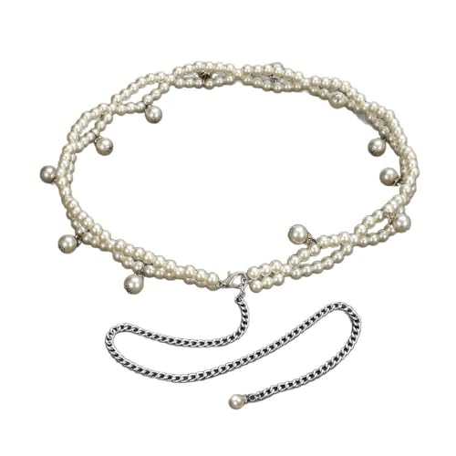 Pearl Waist Chain Belt with Dangling Beads Elegant Pearls Dangle Body Chain Charm Bridal Dress Wedding Belts Belly Chains Jewelry Accessory for Women
