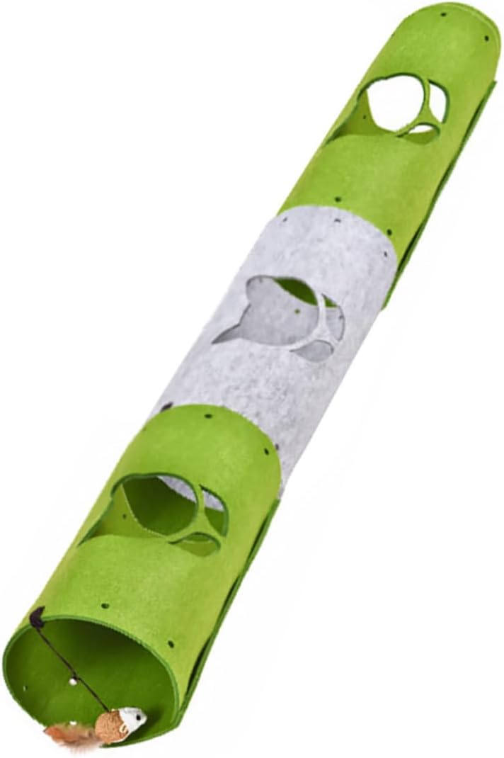1set Cat Tunnel Toys Comfortable Felt Play Tunnels for Indoor Cats Mouse Pendant Easy to Assemble for Relaxation and Play