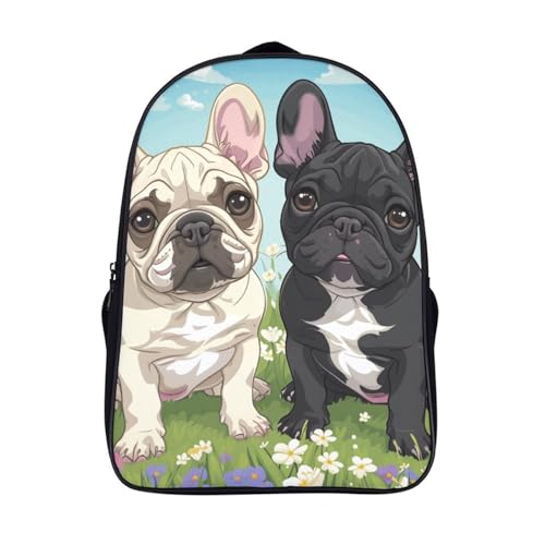 Sac à dos école fille bouledogue français 40x28x16cm pour primaire