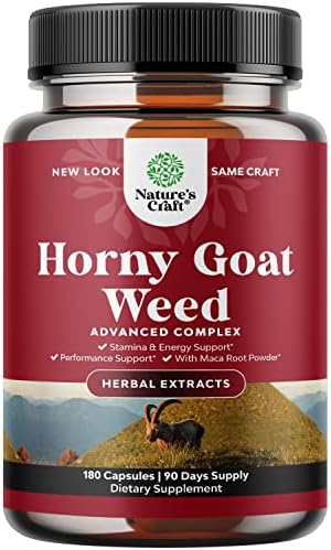 Horny Goat Weed for Male Enhancement - Extra Strength Horny Goat Weed for Men 1590mg Complex with Tongkat Ali Saw Palmetto Extract Panax Ginseng and Black Maca Root for Stamina & Energy - 90 Servings