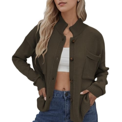 Image of Sumleno Long Sleeve Cardigan Sweaters for Women Button Down Tops Vintage Grandpa Aesthetic Grunge Fall Winter Outfits