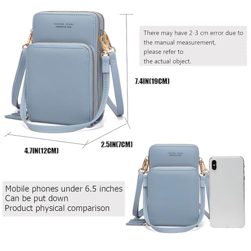 Image of myfriday Touch Screen RFID Phone Crossbody Purse with 2 Straps for Women | Clear phone window, RFID card space, 11 slots and zip pockets support quick calls, errands, theme parks and travel