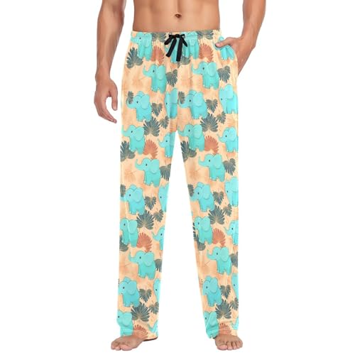 Men's Pajama Pants Teal Elephant Pajamas Bottoms Pj Pants Soft Cotton Lounge Pant Sleepwear Bottom for Men
