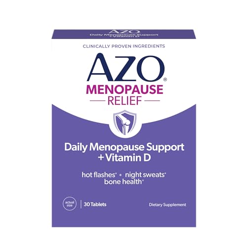 AZO Daily Menopause Relief + Vitamin D to Support Strong Bones Menopause Supplements for Women Reduces Hot Flashes and Night Sweats* - 30 Count