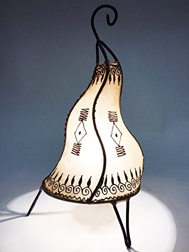 Orientalische Tischlampe Zeliha 42cm Lederlampe Hennalampe Lampe | Marokkanische kleine Tischlampen aus Metall… – Bild 6