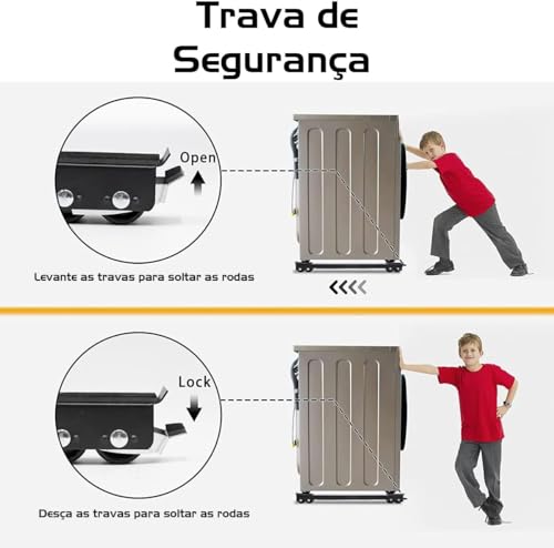 Suporte com Rodinhas Movel Ajustável Telescópico para Geladeira Fogão Máquina de Lavar Móveis Pesados até 200kgs Base Antiderrapante Estrutura Reforçada Portátil Deslizante Silencioso Versátil Durável #3