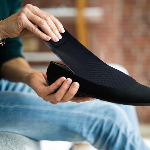 Image of Geyoga 0.4 Inch 4 Pcs Left Full Length Insoles Balancer Leg Length Discrepancy Insoles and Additional Cushion Pad, Heel Lift for Leg Length Discrepancy, Black