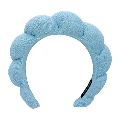 Mimi and Co Spa Headband for Women-Sponge & Terry Towel Cloth Fabric Cute Hair Accessories for Skincare, Face Washing, Makeup Removal, Shower, Facial Mask. (Blue) Cover