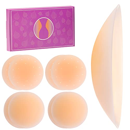 4 Pares Cubierta de Pezón Pezoneras de Silicona 8CM/3IN Breast Sujetadores Adhesivos Invisibles Reutilizable Cubierta Invisible Tapas de Pezones Impermeables para Mujer