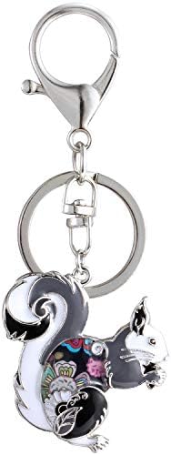 Altkeyui Cute Squirrel Keychain for Women Unique Enamel Jewelry Animal Keyring Holiday Gift (Black)