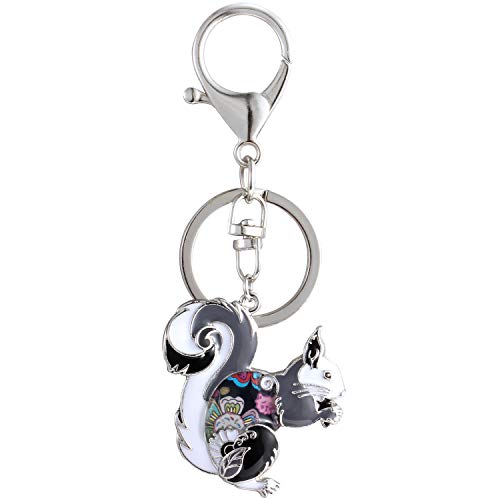 Altkeyui Cute Squirrel Keychain For Women Unique Enamel Jewelry Animal Keyring Holiday Gift (Black) #TOP2