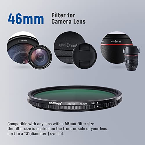 NEEWER 46mm Variable ND Filter ND2-ND32(1-5 Stops) Adjustable Neutral Density Filter/No X Cross/Ultra Slim Aluminum Alloy Frame/Optical Glass/Multi Layer Nano Coated/Water Repellent/Scratch Resistant - image 8